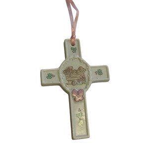 Vtg Precious Moments Enesco Love Is The Best Gift Cross Ornament Jesus 4.25"
